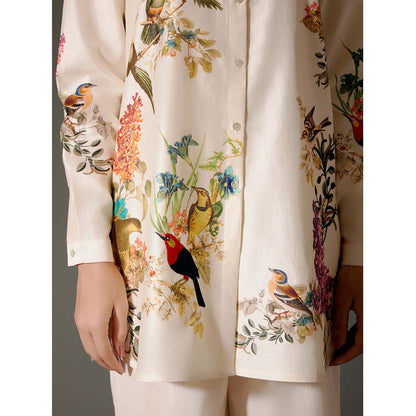 Rohit Bal Ivory Printed Chanderi Silk Co-Ord (Set of 2)