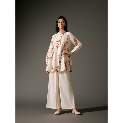 Rohit Bal Ivory Printed Chanderi Silk Co-Ord (Set of 2)