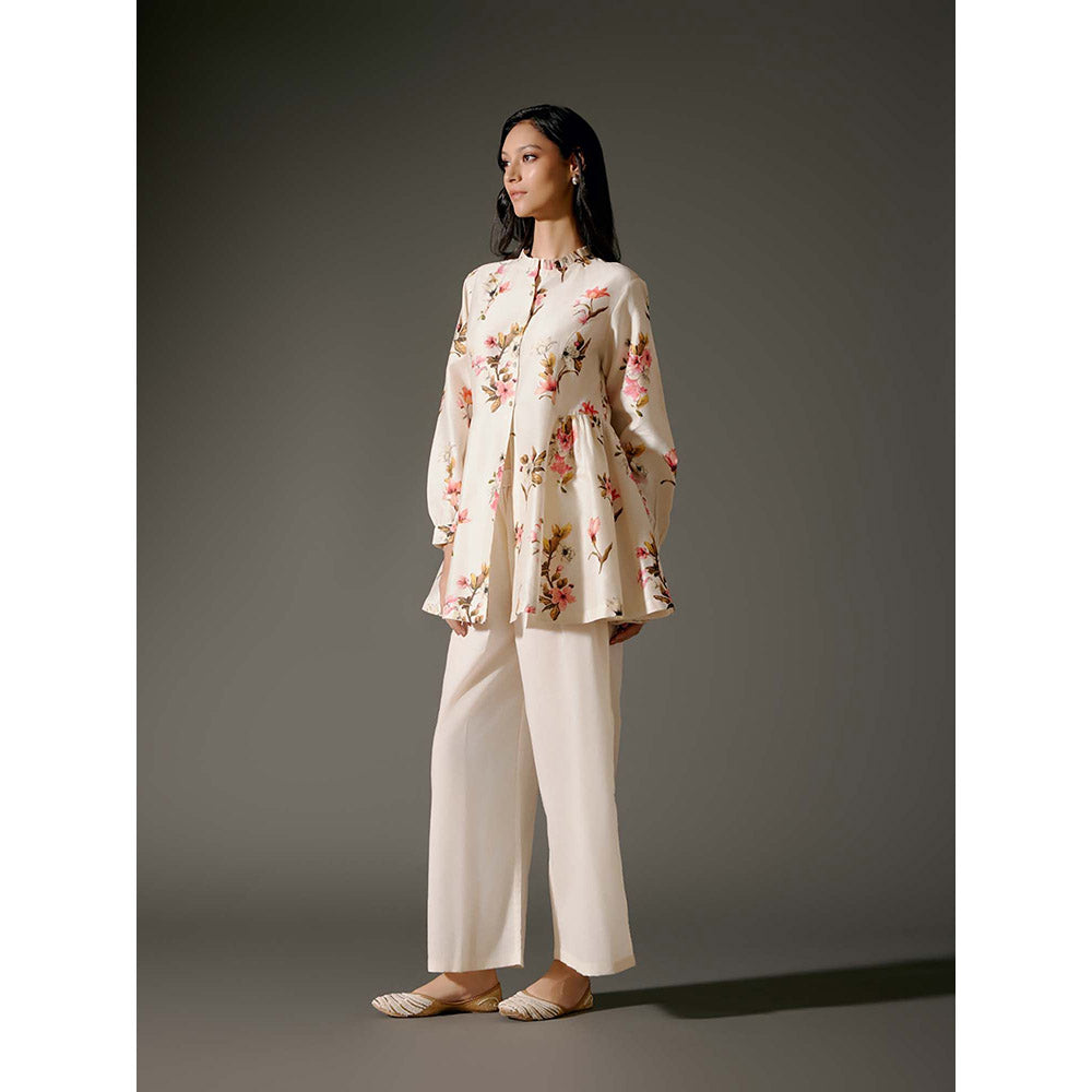 Rohit Bal Ivory Printed Chanderi Silk Co-Ord (Set of 2)