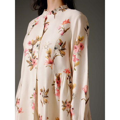 Rohit Bal Ivory Printed Chanderi Silk Co-Ord (Set of 2)