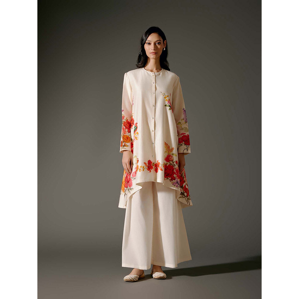 Rohit Bal Ivory Flared A-Line Kurta with Palazzo (Set of 2)