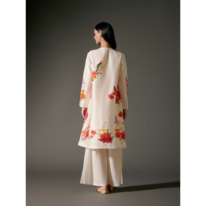 Rohit Bal Ivory Flared A-Line Kurta with Palazzo (Set of 2)