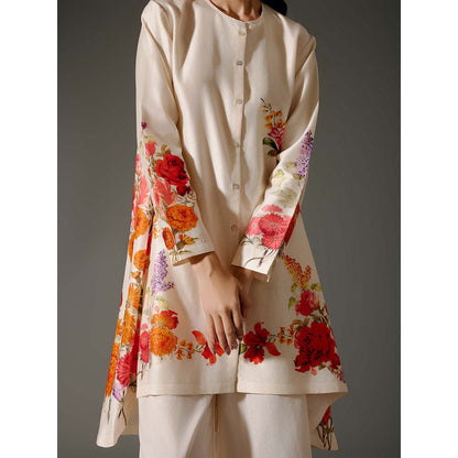 Rohit Bal Ivory Flared A-Line Kurta with Palazzo (Set of 2)