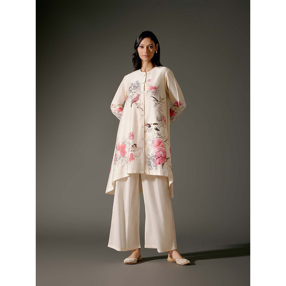 Rohit Bal Ivory Flared A-Line Kurta with Palazzo (Set of 2)