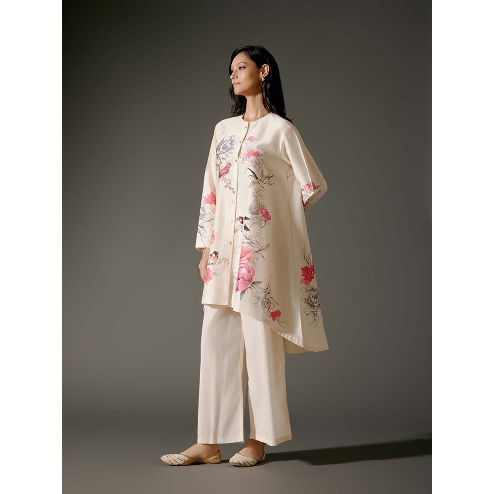 Rohit Bal Ivory Flared A-Line Kurta with Palazzo (Set of 2)