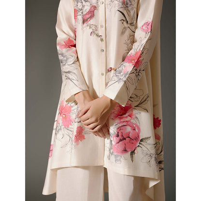 Rohit Bal Ivory Flared A-Line Kurta with Palazzo (Set of 2)