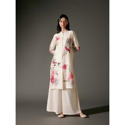 Rohit Bal Ivory Chanderi Print Kurta with Palazzo (Set of 2)
