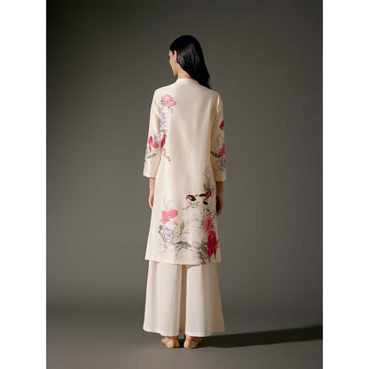 Rohit Bal Ivory Chanderi Print Kurta with Palazzo (Set of 2)