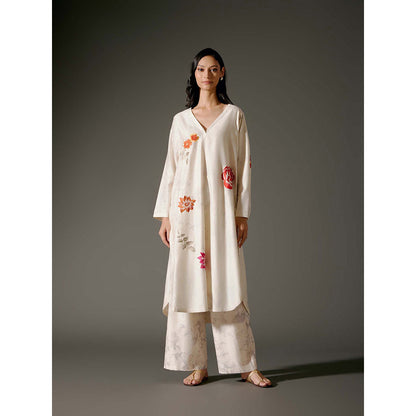 Rohit Bal Ivory Flared A-Line Kurta with Palazzo (Set of 2)
