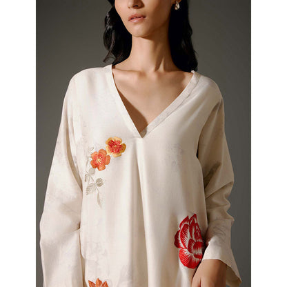Rohit Bal Ivory Flared A-Line Kurta with Palazzo (Set of 2)
