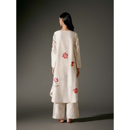 Rohit Bal Ivory Flared A-Line Kurta with Palazzo (Set of 2)