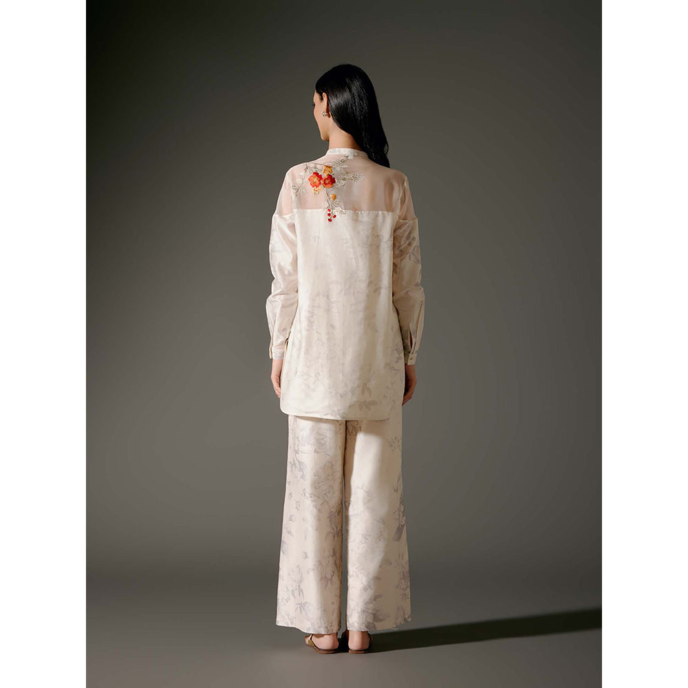 Rohit Bal Ivory Printed Chanderi Silk Co-Ord (Set of 2)