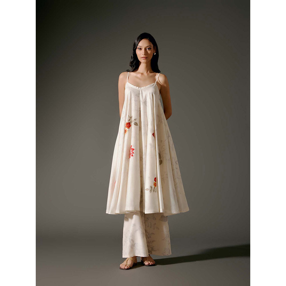 Rohit Bal Ivory Flared A-Line Kurta with Pant (Set of 2)