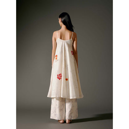 Rohit Bal Ivory Flared A-Line Kurta with Pant (Set of 2)