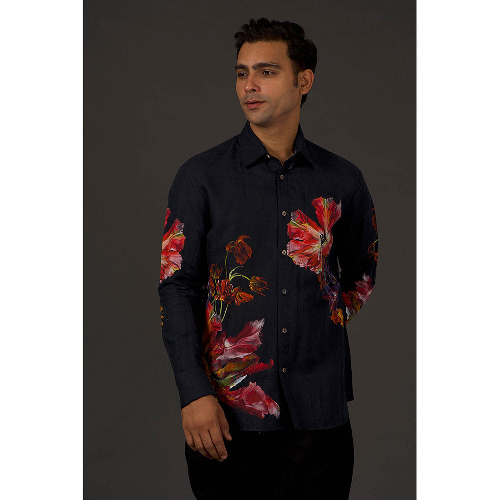 Rohit Bal Black Printed Men's Shirt