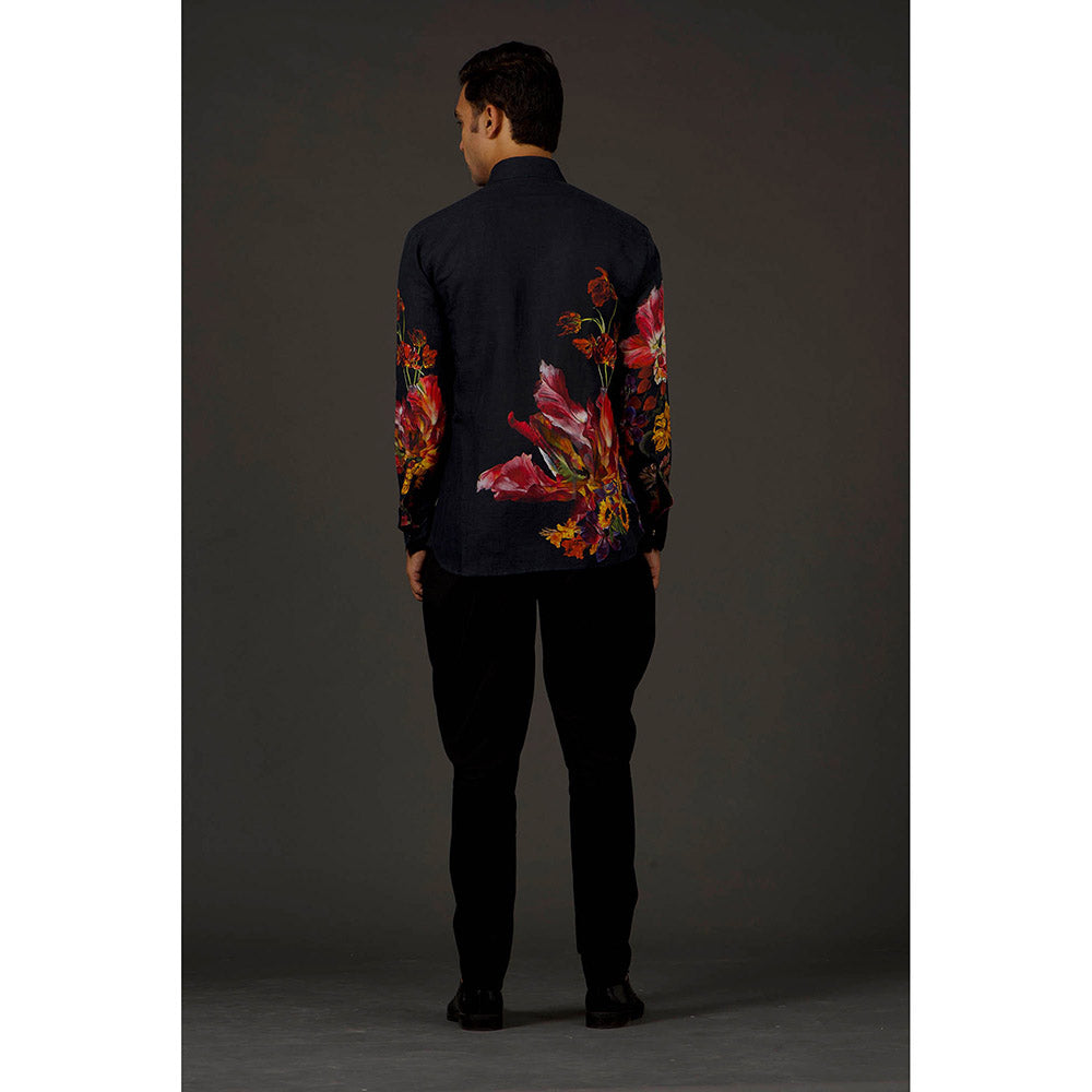 Rohit Bal Black Printed Men's Shirt