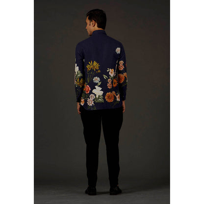 Rohit Bal Navy Blue Printed Men's Shirt