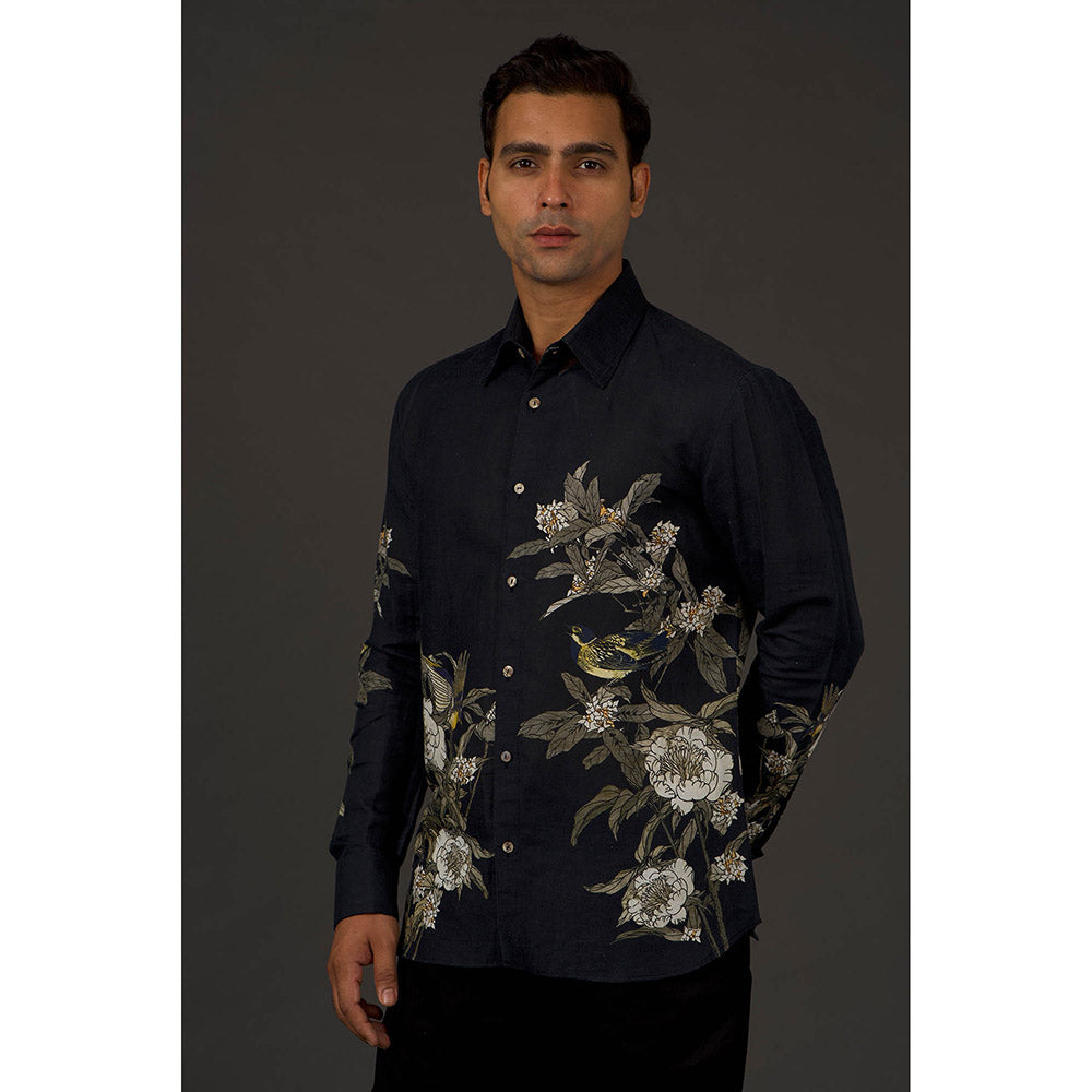 Rohit Bal Black Printed Men's Shirt