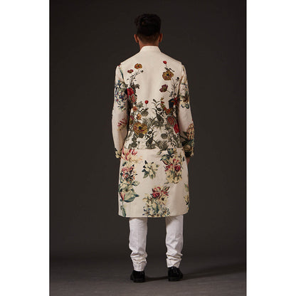 Rohit Bal Ivory Floral Digital Printed Nehru Jacket