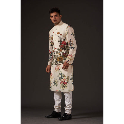 Rohit Bal Ivory Floral Digital Printed Nehru Jacket