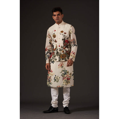 Rohit Bal Ivory Floral Digital Printed Nehru Jacket