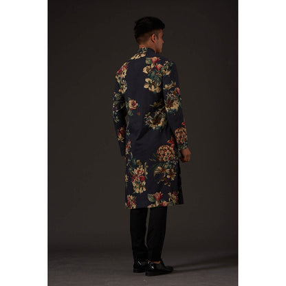 Rohit Bal Black Floral Digital Printed Kurta with Pant (Set of 2)