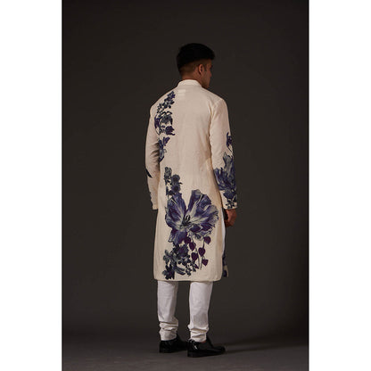 Rohit Bal Ivory Floral Digital Printed Kurta with Churidar (Set of 2)