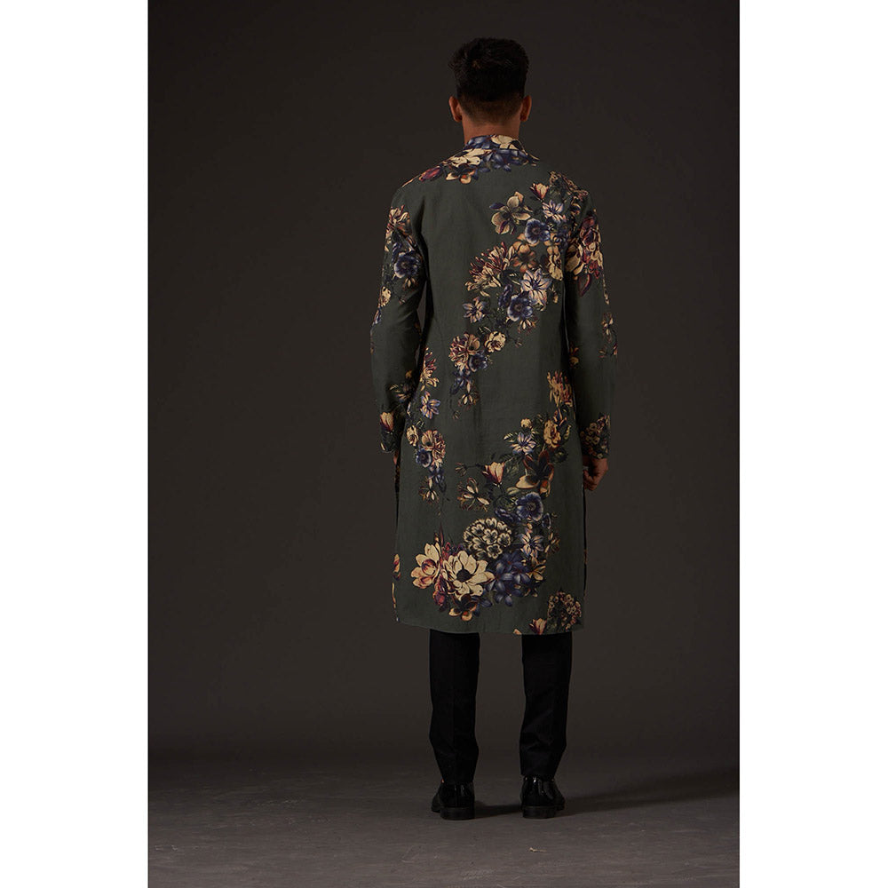 Rohit Bal Grey Floral Digital Printed Kurta with Pant (Set of 2)