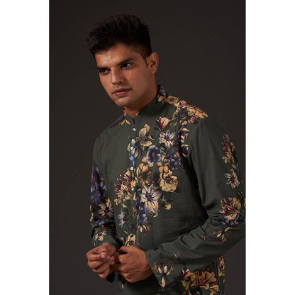 Rohit Bal Grey Floral Digital Printed Kurta with Pant (Set of 2)