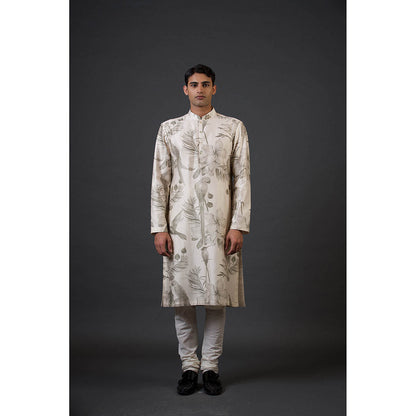Rohit Bal Ivory Birds Digital Printed Kurta with Churidar (Set of 2)