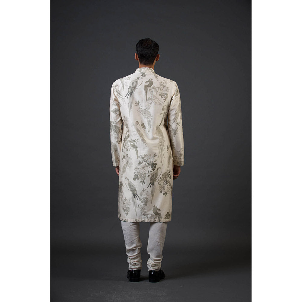 Rohit Bal Ivory Birds Digital Printed Kurta with Churidar (Set of 2)