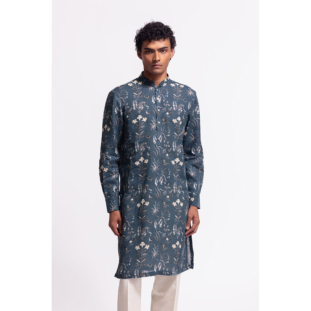 Rohit Bal Floral Blue Kurta