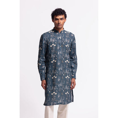 Rohit Bal Floral Blue Kurta