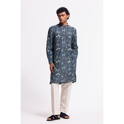 Rohit Bal Floral Blue Kurta