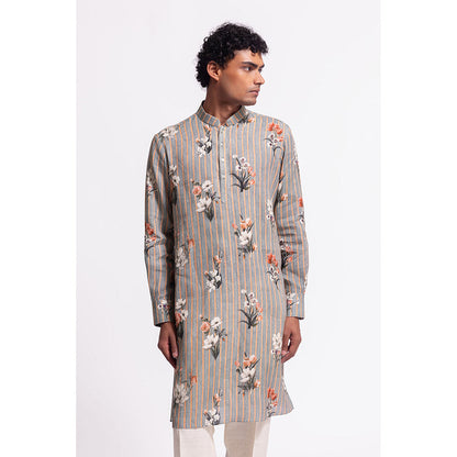 Rohit Bal Stripes Grey Kurta