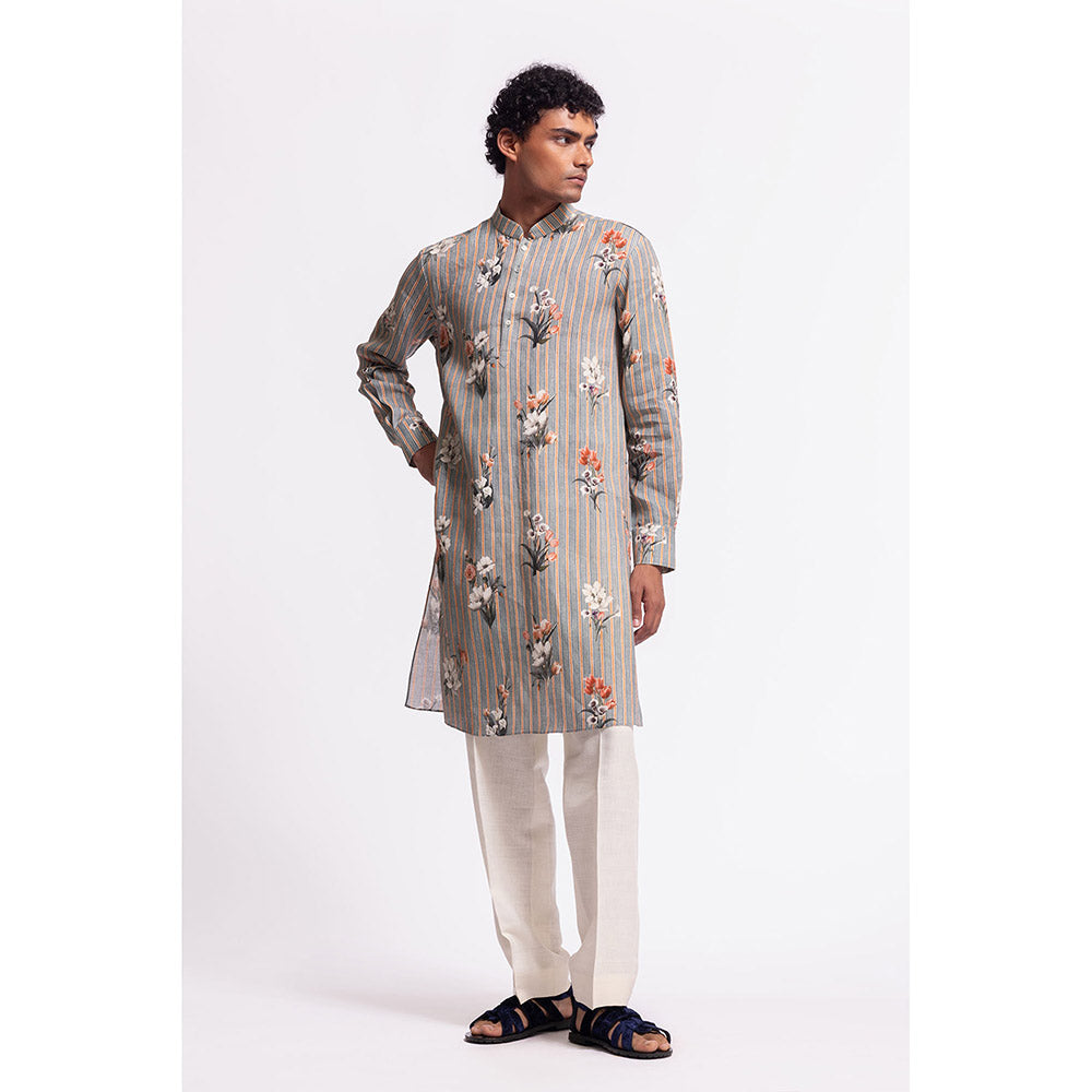 Rohit Bal Stripes Grey Kurta