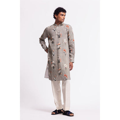 Rohit Bal Stripes Grey Kurta
