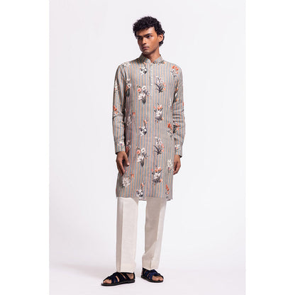 Rohit Bal Stripes Grey Kurta