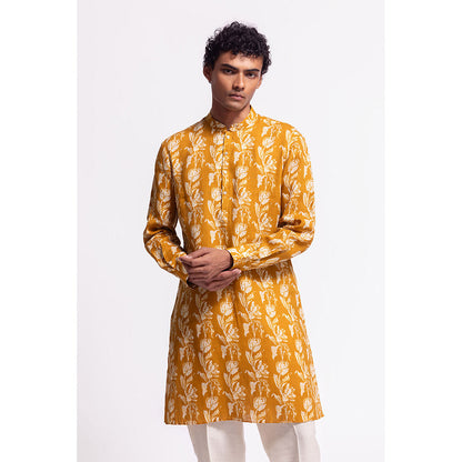 Rohit Bal Floral Mustard Kurta