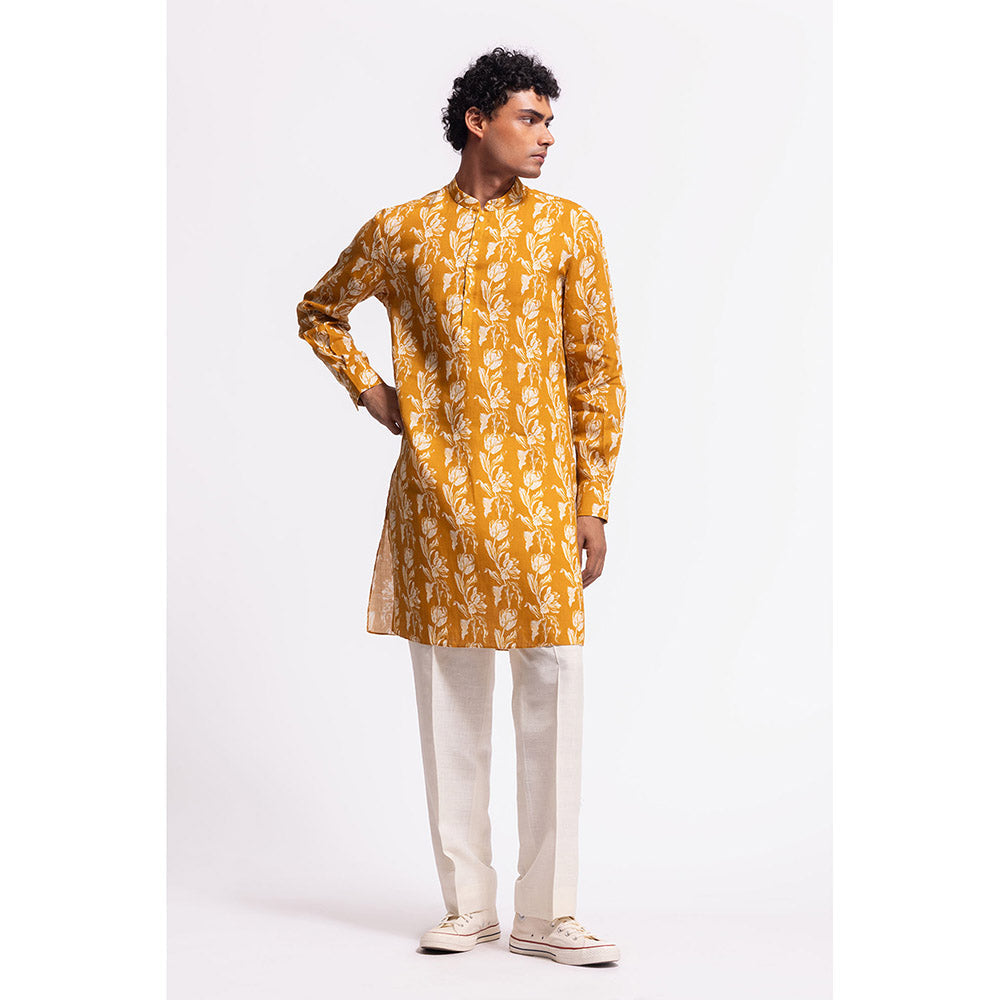 Rohit Bal Floral Mustard Kurta
