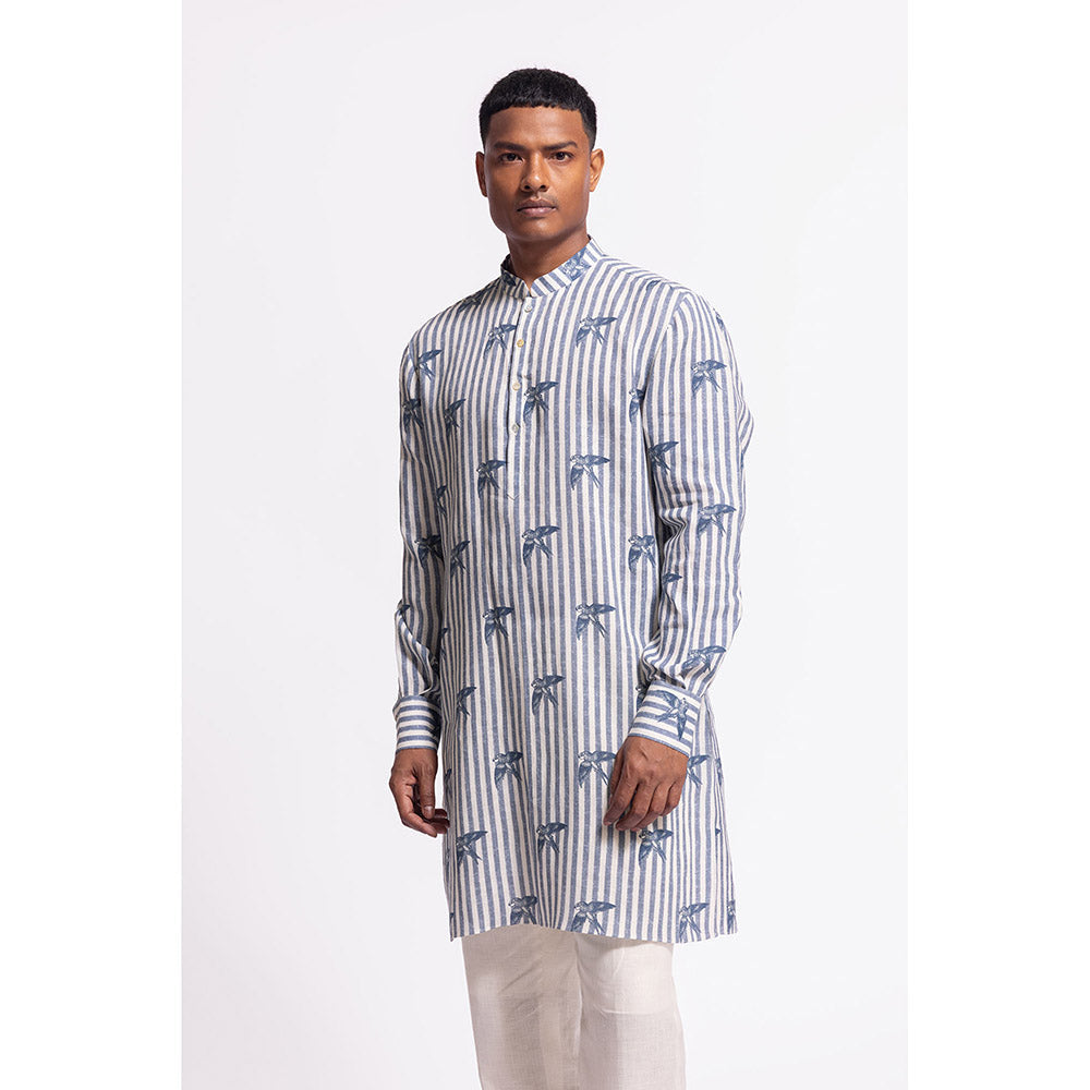 Rohit Bal Stripes Blue Kurta