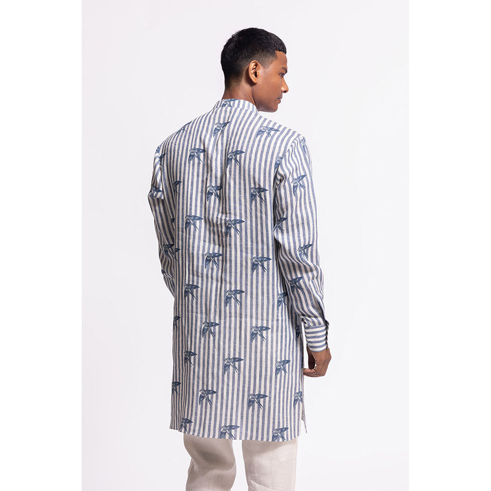 Rohit Bal Stripes Blue Kurta