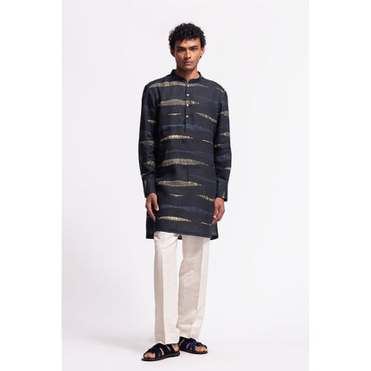 Rohit Bal Printed Navy Blue Kurta