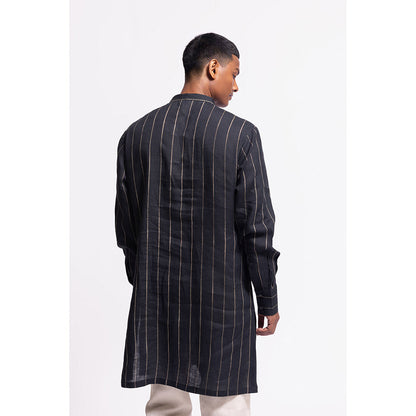 Rohit Bal Stripes Black Kurta