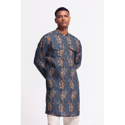 Rohit Bal Floral Blue Kurta