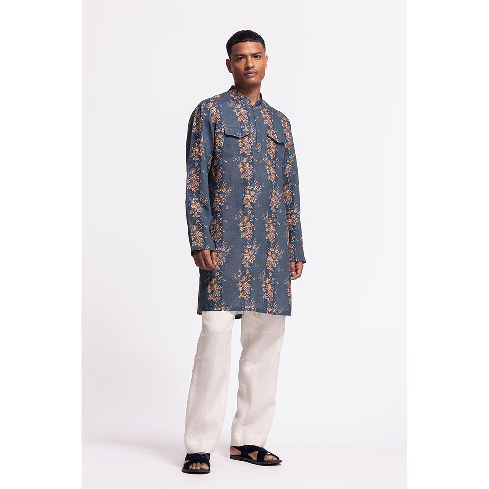 Rohit Bal Floral Blue Kurta
