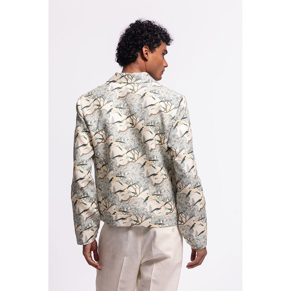 Rohit Bal Printed Ivory Crop Jacket