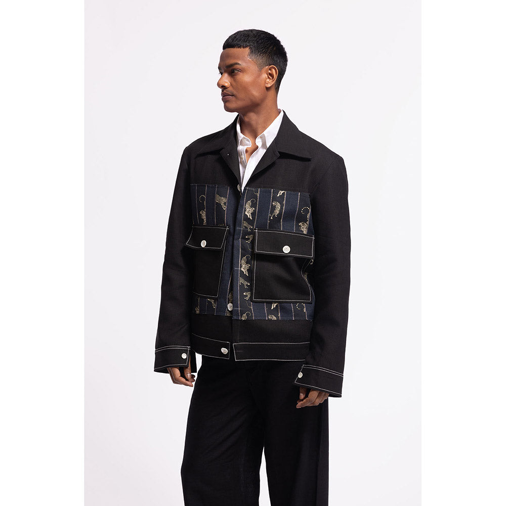 Rohit Bal Printed Black Crop Jacket