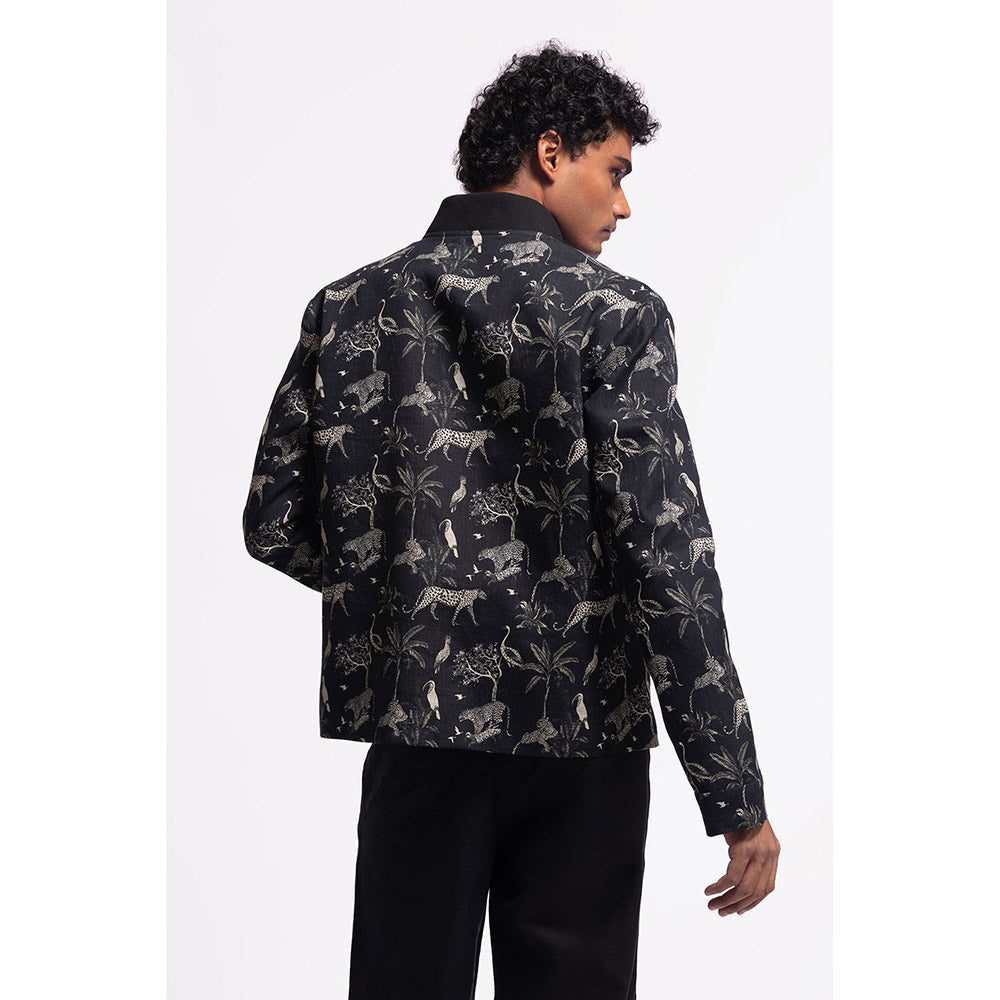 Rohit Bal Printed Black Crop Jacket