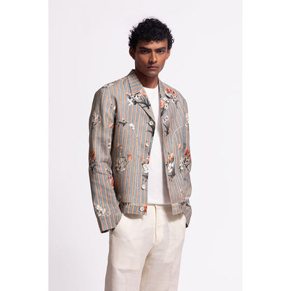 Rohit Bal Stripes Grey Crop Jacket